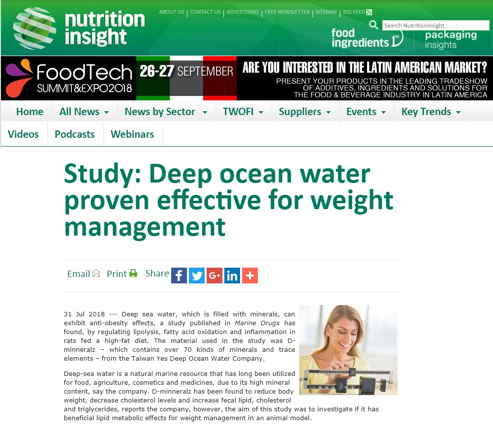 nutrition insight-Deep ocean water proven effective for weight management