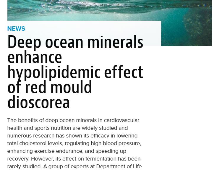 deep ocean minerals can enhance hypolipidemic effect of red mold dioscorea